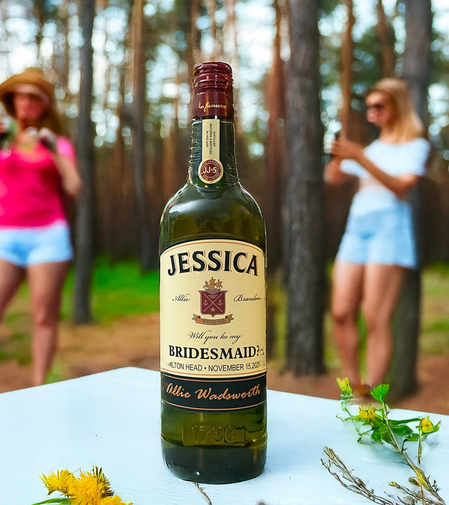 Bridesmaid gift custom Jameson labels