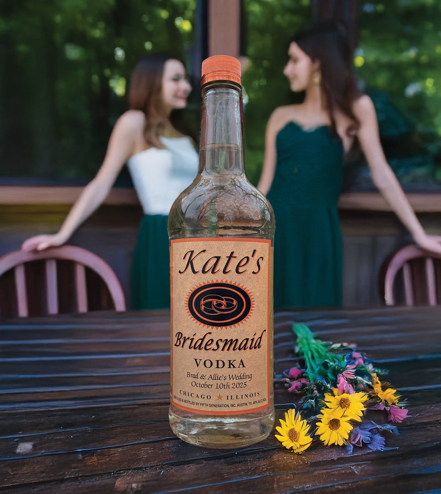 Bridesmaid gift Tito's vodka personalized label