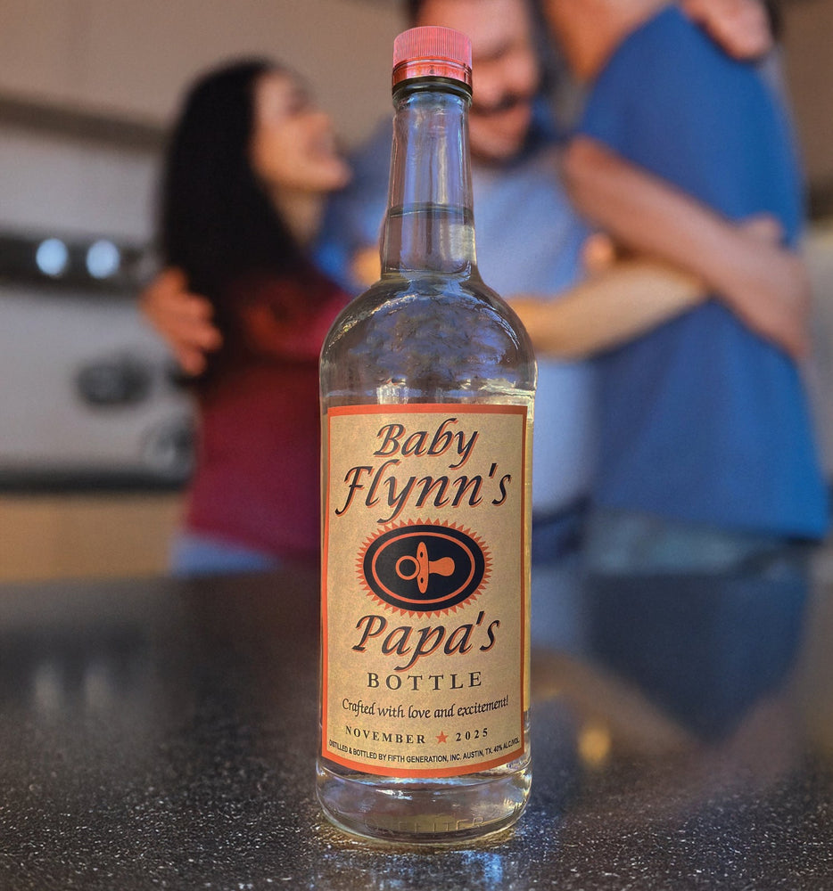 Tito's vodka style personalized baby gift labels