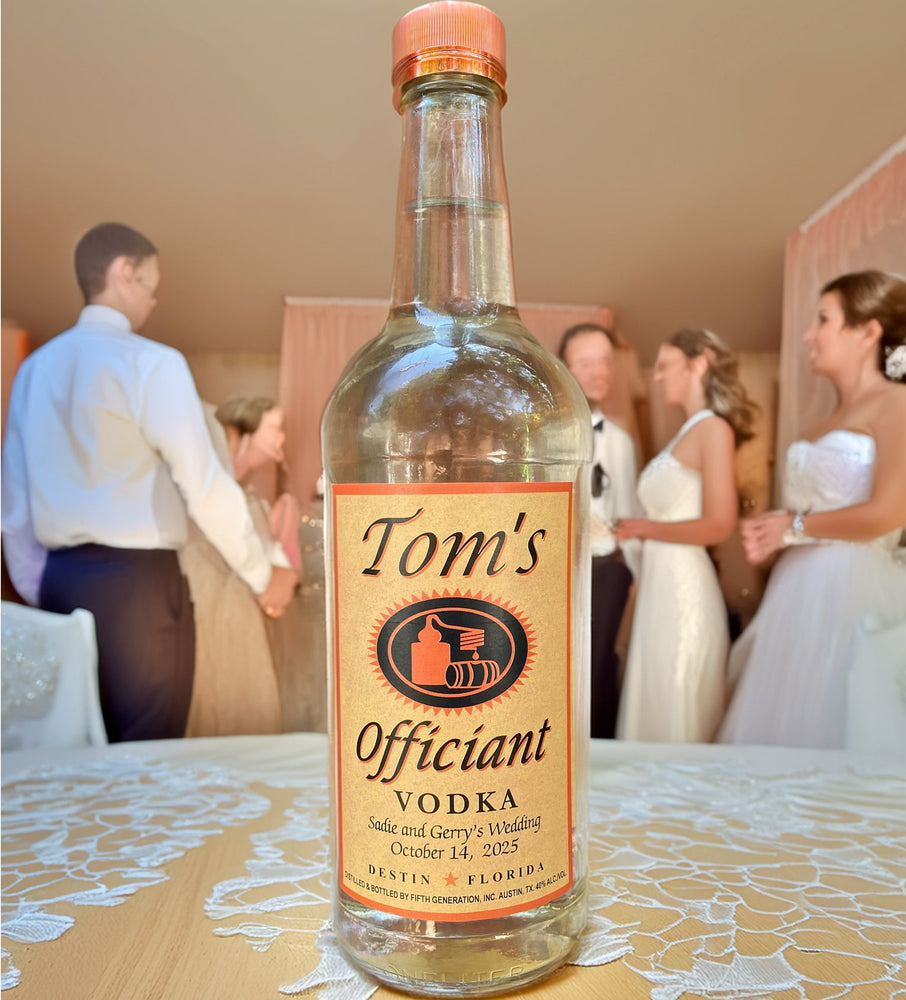 Wedding Officiant gift personalized Tito's Vodka label