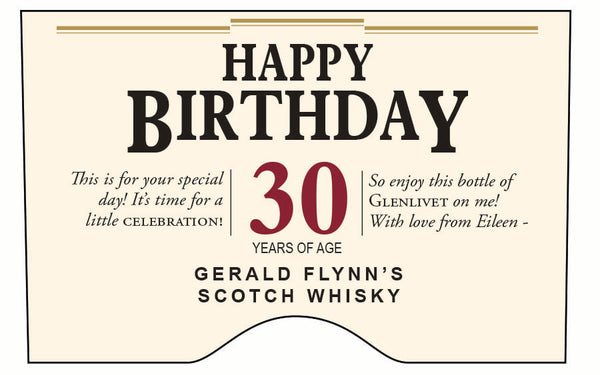 Glenlivet 12 personalized label
