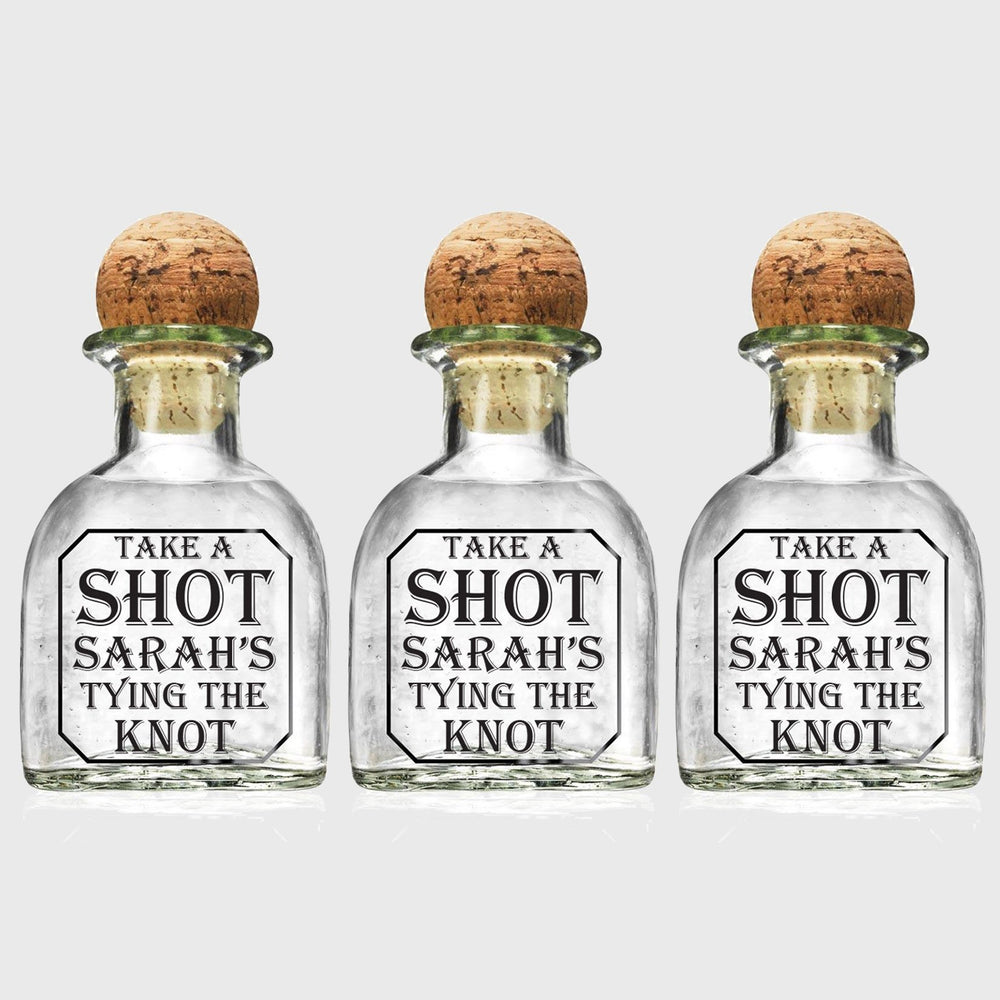 Bachelorette party favor mini Patron labels