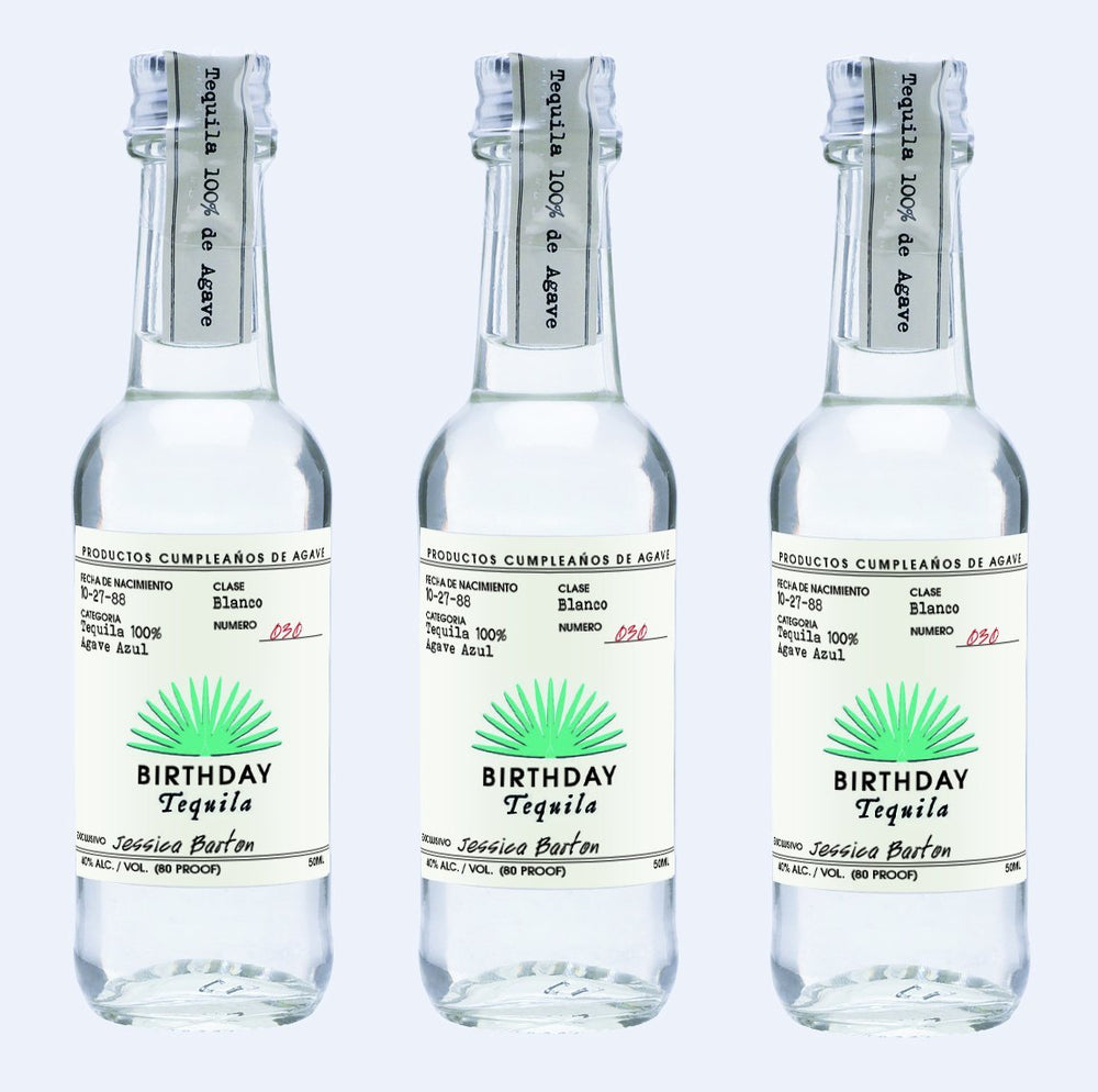 Birthday Favors - Customized Casamigos style labels for 50mL shot bottles