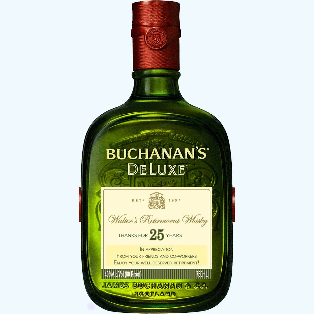 Buchanan's Whisky Personalized Retirement Gift Labels
