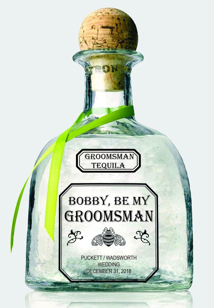 Groomsman gift labels for Patron tequila