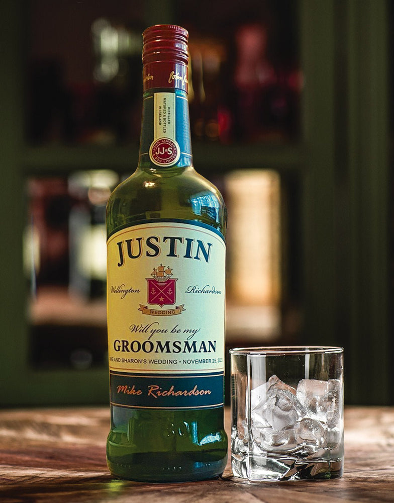 Groomsman gift personalized Jameson style Irish Whiskey labels