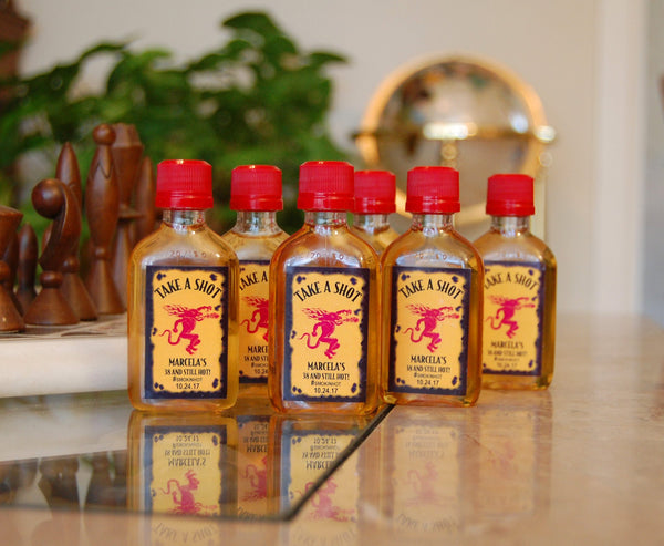 Custom Fireball whisky birthday party favor labels