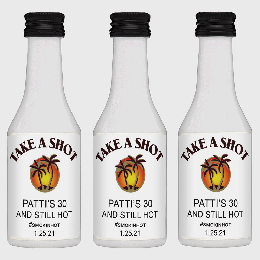 Malibu Rum style mini birthday labels