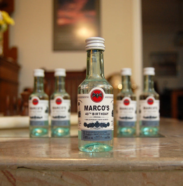 Personalized birthday Bacardi Rum shot labels - Labelyourlife