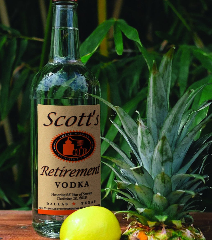 Retirement Tito's style gift labels