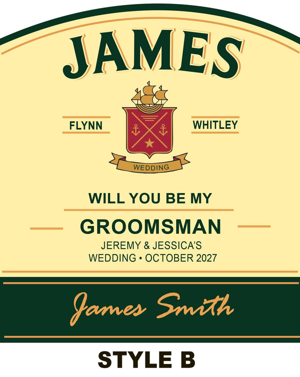 Groomsman gift personalized Jameson style Irish Whiskey labels - Labelyourlife