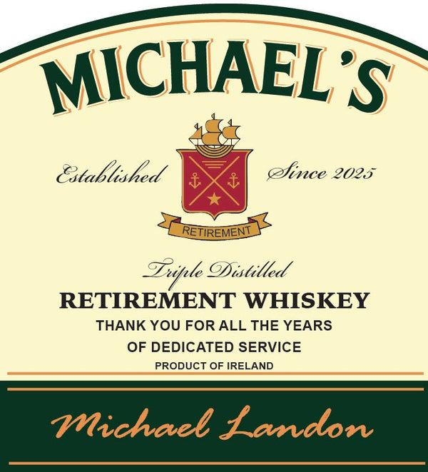 Jameson Irish Whiskey Personalized Retirement Gift Labels - Labelyourlife