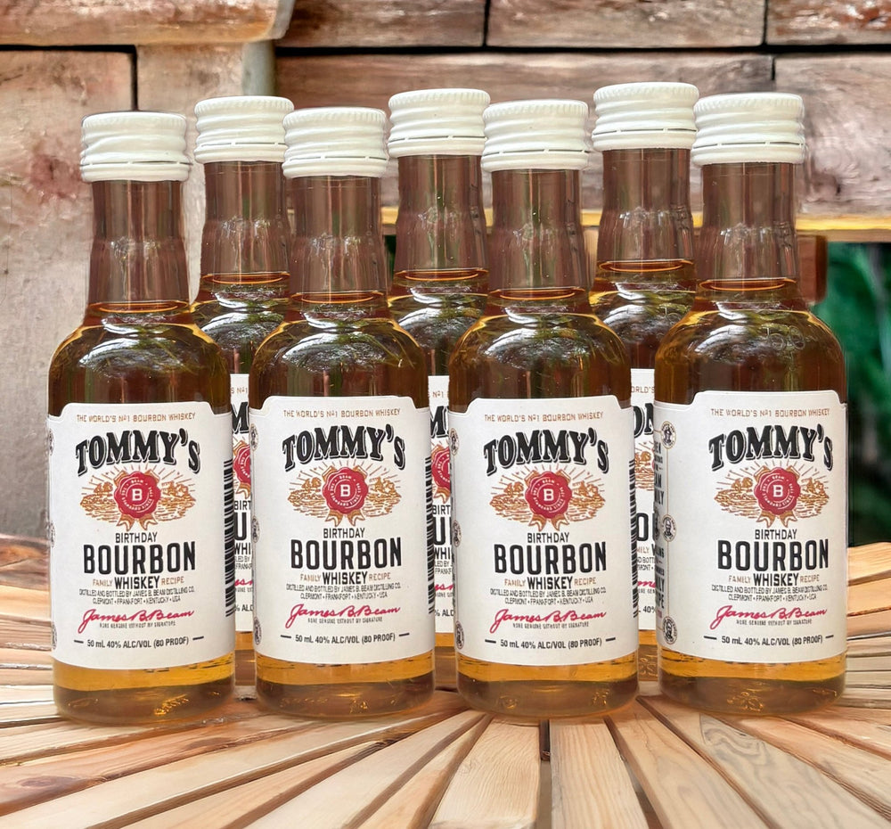 Personalized Jim Beam birthday shot labels