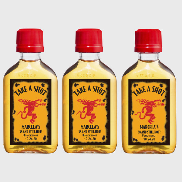 Fireball whisky birthday party favor labels