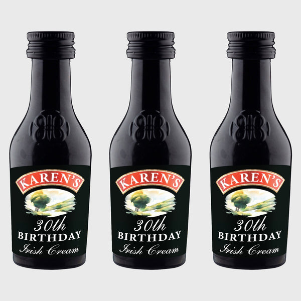 Birthday Party Favor - Personalized Bailey's Irish Cream style shot labels - Labelyourlife