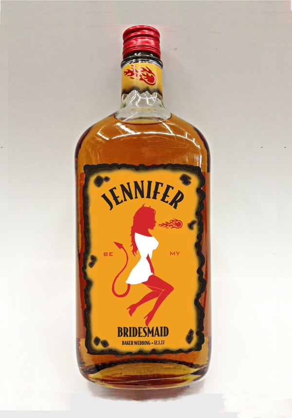 Bridesmaid gift personalized Fireball label - Labelyourlife