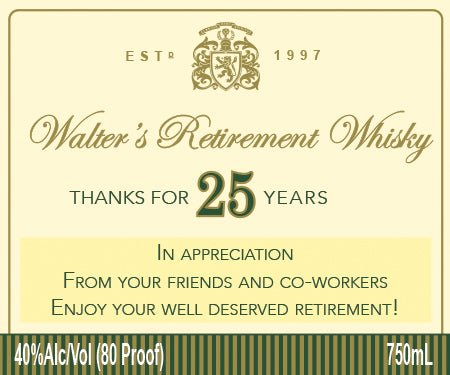 Buchanan's Whisky Personalized Retirement Gift Labels - Labelyourlife