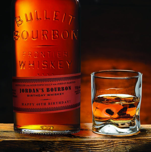 Bulleit Bourbon personalized birthday labels - Labelyourlife