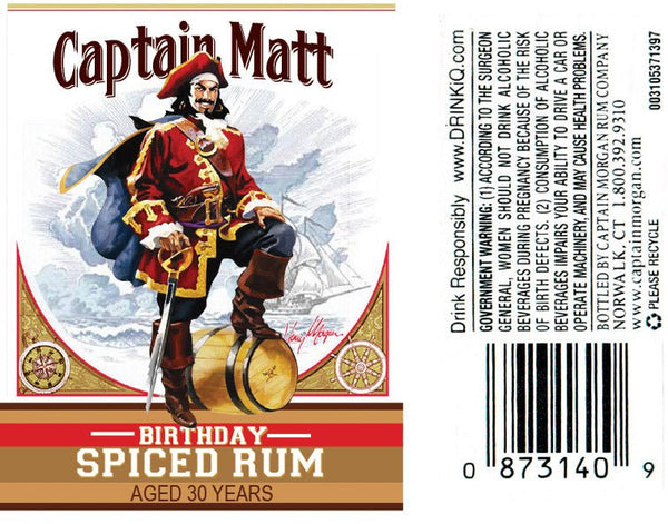 Captain Morgan rum personalized birthday favor labels - Labelyourlife