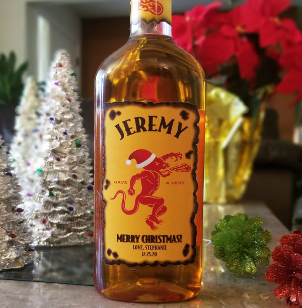 Christmas Personalized Gift Label Fireball Whisky - Labelyourlife
