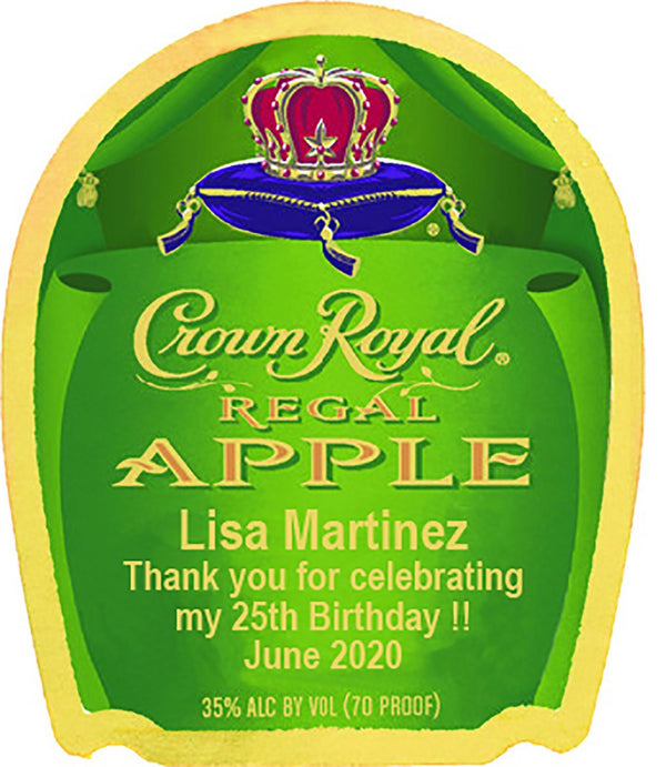 Crown Apple Whisky personalized birthday party favor label - Labelyourlife