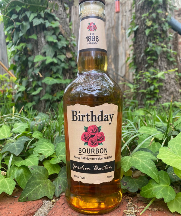 Four Roses Bourbon personalized birthday labels - Labelyourlife