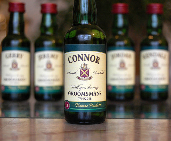 Groomsman favor Jameson style shot labels - Labelyourlife