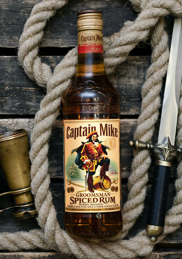 Groomsman gift labels for Captain Morgan Rum bottles - Labelyourlife