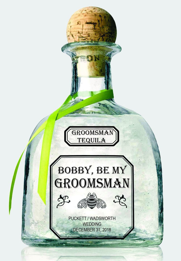 Groomsman gift labels for Patron tequila - Labelyourlife