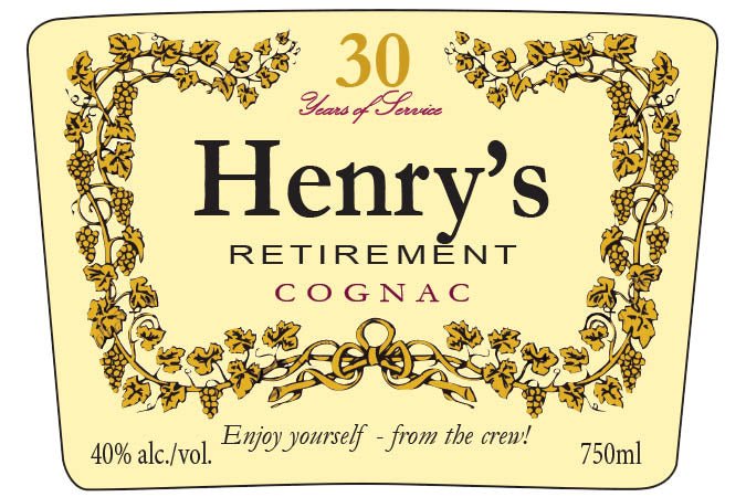 Hennessy Personalized Retirement Gift Labels