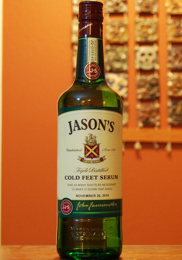 Jameson Irish Whiskey "Cold Feet Serum" Engagement or Wedding gift label - Labelyourlife