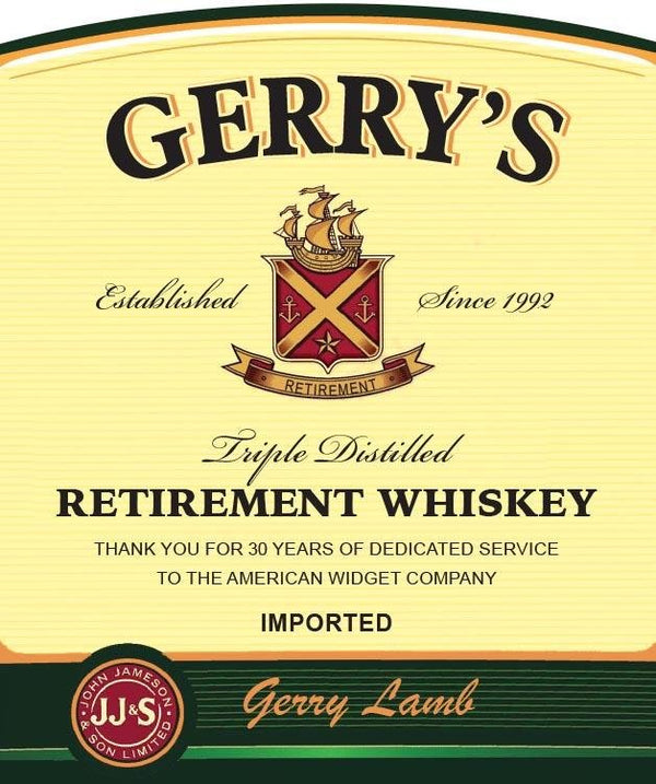 Jameson Irish Whiskey Personalized Retirement Gift Labels - Labelyourlife