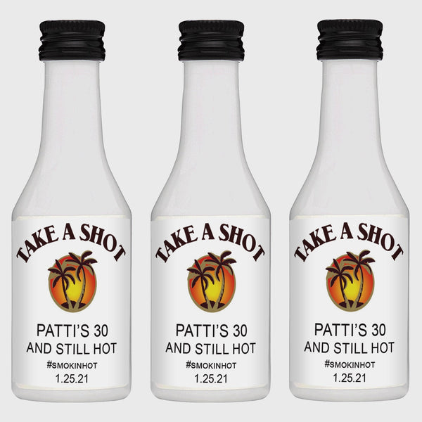 Malibu Rum style mini birthday labels - Labelyourlife
