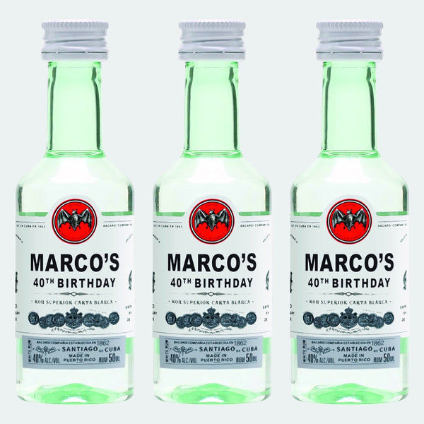Personalized birthday Bacardi Rum shot labels - Labelyourlife