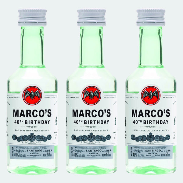 Personalized birthday Bacardi Rum shot labels - Labelyourlife
