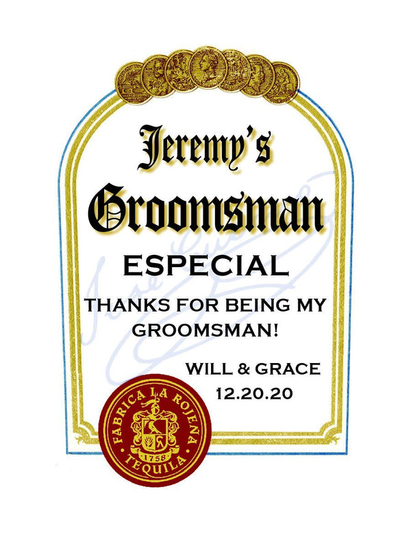 Personalized Groomsman Cuervo Tequila labels - Labelyourlife