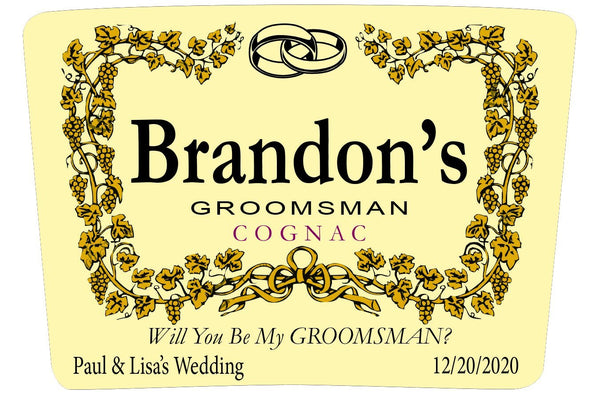 Personalized Groomsman Gift Cognac Label - Labelyourlife