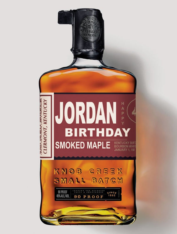 Personalized Knob Creek Smoked Maple Bourbon birthday labels - Labelyourlife