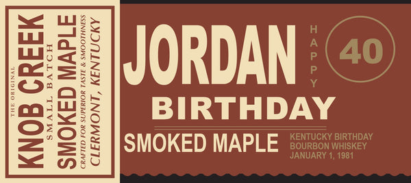 Personalized Knob Creek Smoked Maple Bourbon birthday labels - Labelyourlife