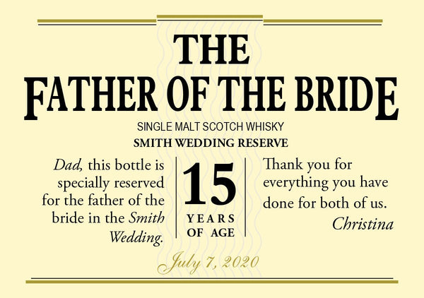 Wedding Gift Father of the Bride personalized Glenlivet Whisky labels - Labelyourlife